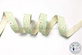 Baumwollband Blumen pastell Mint 15mm