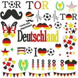 Stickdatei Fussball EM WM Set - 53 Dateien DOWNLOAD Europameisterschaft Welmeisterschaft Deutschland