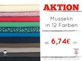 AKTION Musselin -12 Farben- Double Gauze Meterware